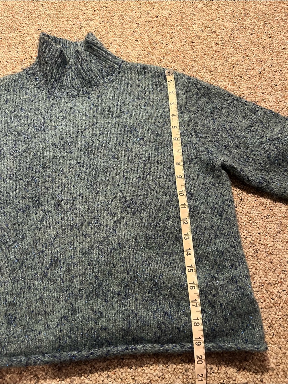 Anthropologie Moth Blue Sparkle Knit Tinsel Mock Neck Sweater - Picture 9 of 10